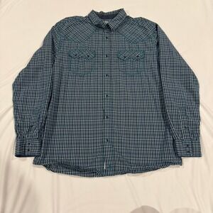 Moonshine Spirit Brad Paisley Western Shirt Mens Large Teal Purple Plaid Ranch